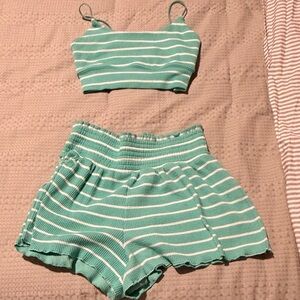 Z Supply Green and White Striped Sleepwear Set